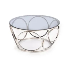 Stolik kawowy Deyn srebrny, szkło -