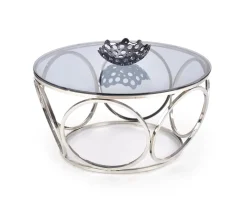 Stolik kawowy Deyn srebrny, szkło -