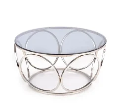 Stolik kawowy Deyn srebrny, szkło -