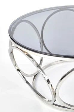 Stolik kawowy Deyn srebrny, szkło -
