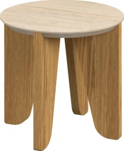 Stolik kawowy Dockland śr. 50cm trawertyn/dąb