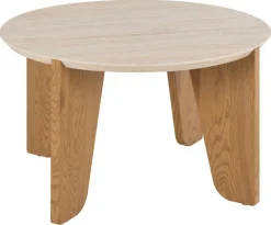 Stolik kawowy Dockland śr. 80cm trawertyn/dąb