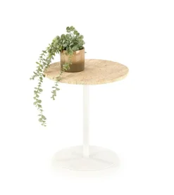 Stolik kawowy Epkos niski trawertyn/biały