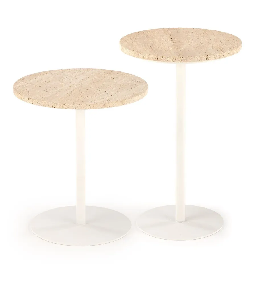 Stolik kawowy Epkos wysoki trawertyn/biały