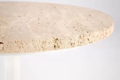 Stolik kawowy Epkos wysoki trawertyn/biały