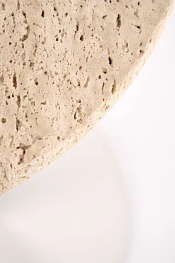 Stolik kawowy Epkos wysoki trawertyn/biały