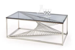 Stolik kawowy Infinity srebrny, szkło -