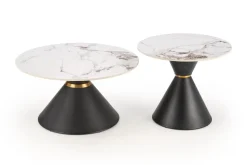 Stolik kawowy Javin S biały marmur/czarny