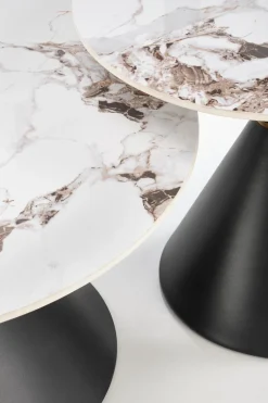 Stolik kawowy Javin S biały marmur/czarny