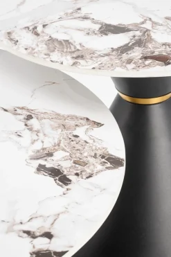 Stolik kawowy Javin S biały marmur/czarny