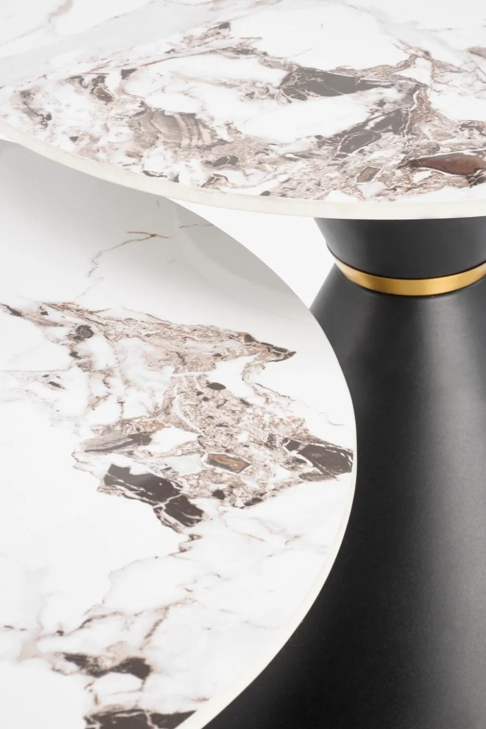 Stolik kawowy Javin S biały marmur/czarny