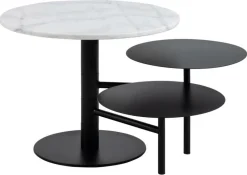 Stolik kawowy Lahti biały marmur/ czarny