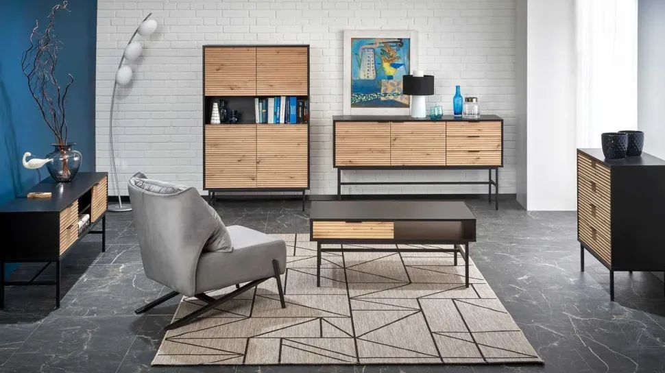 Stolik kawowy Nihala dąb artisan/ czarny