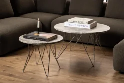 Stolik kawowy Prunus 80cm marmur szary/chrom