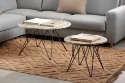 Stolik kawowy Prunus 80cm marmur szary/czarny