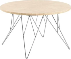 Stolik kawowy Prunus 80cm trawertyn/chrom