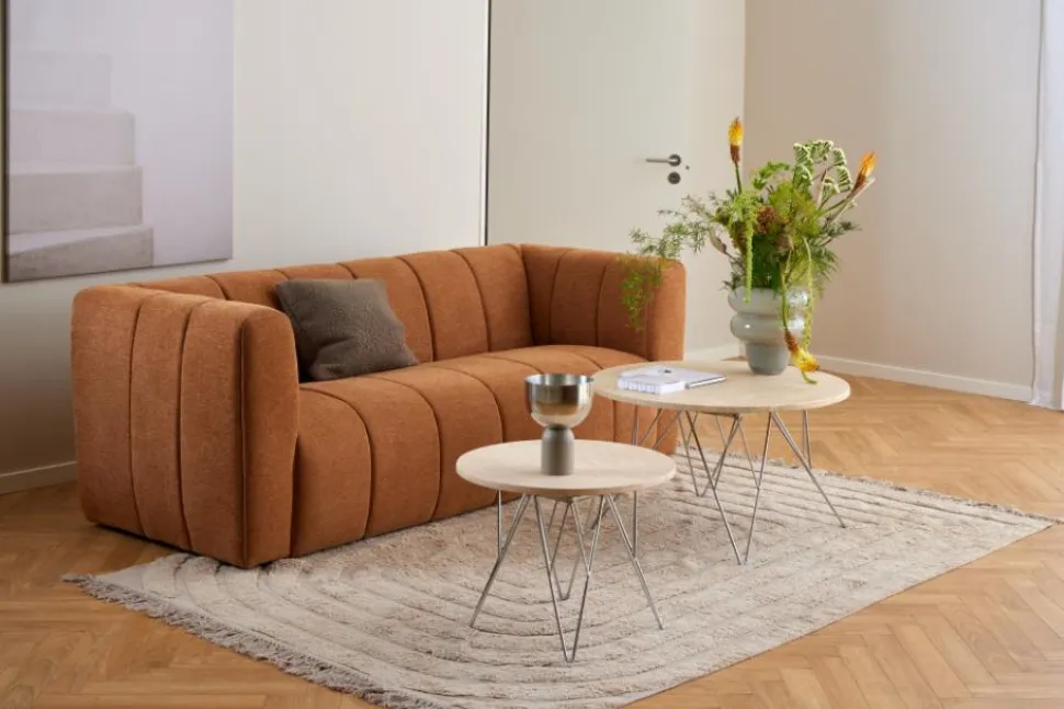 Stolik kawowy Prunus 55cm trawertyn/chrom