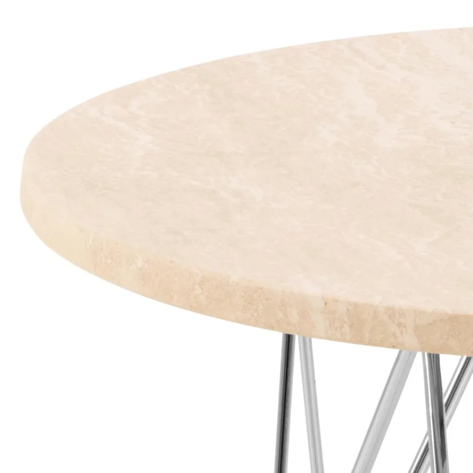 Stolik kawowy Prunus 55cm trawertyn/chrom