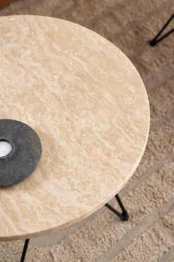 Stolik kawowy Prunus 55cm trawertyn/czarny