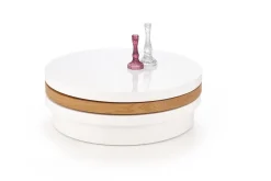 Stolik kawowy Pug biały / dąb złoty