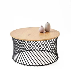 Stolik kawowy Rewal dąb złoty/ czarny