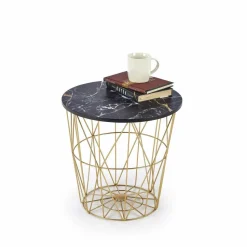 Stolik kawowy Rissa złoty/ czarny marmur