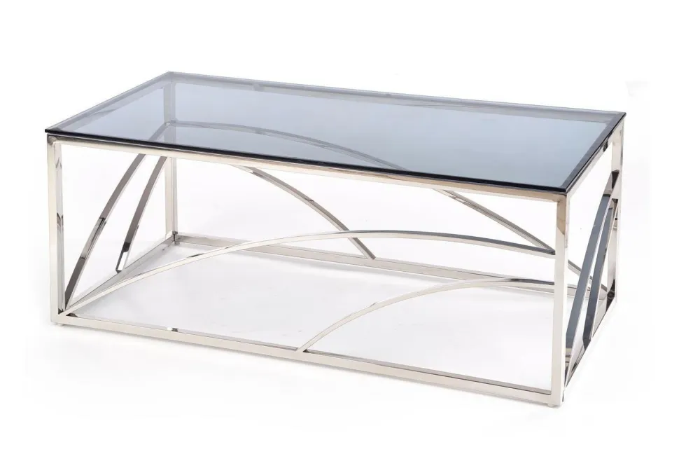 Stolik kawowy Taman srebrny, szkło -