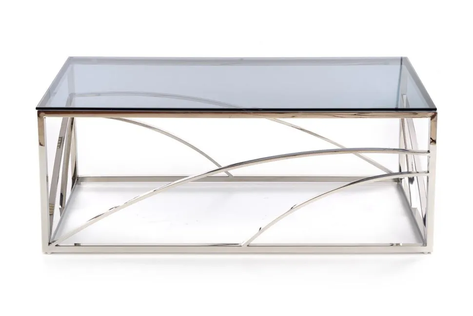 Stolik kawowy Taman srebrny, szkło -