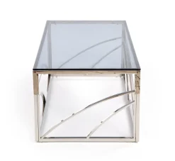 Stolik kawowy Taman srebrny, szkło -