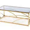 Stolik kawowy Taman złoty, szkło -