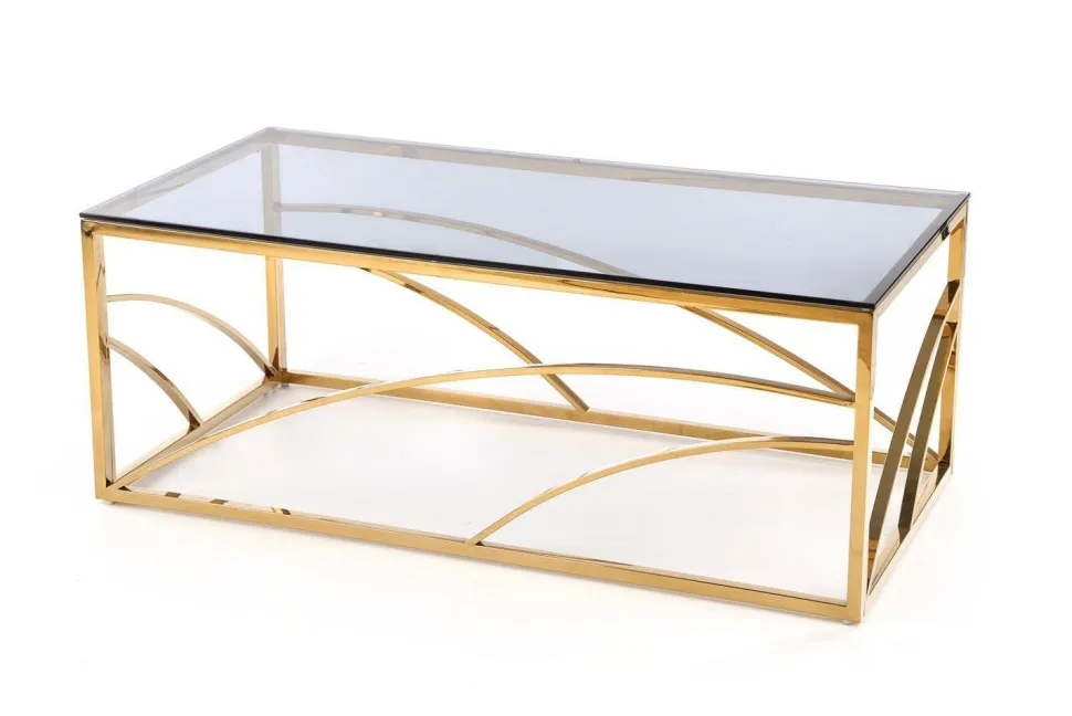 Stolik kawowy Taman złoty, szkło -