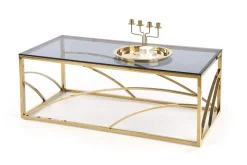 Stolik kawowy Taman złoty, szkło -