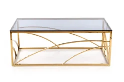 Stolik kawowy Taman złoty, szkło -