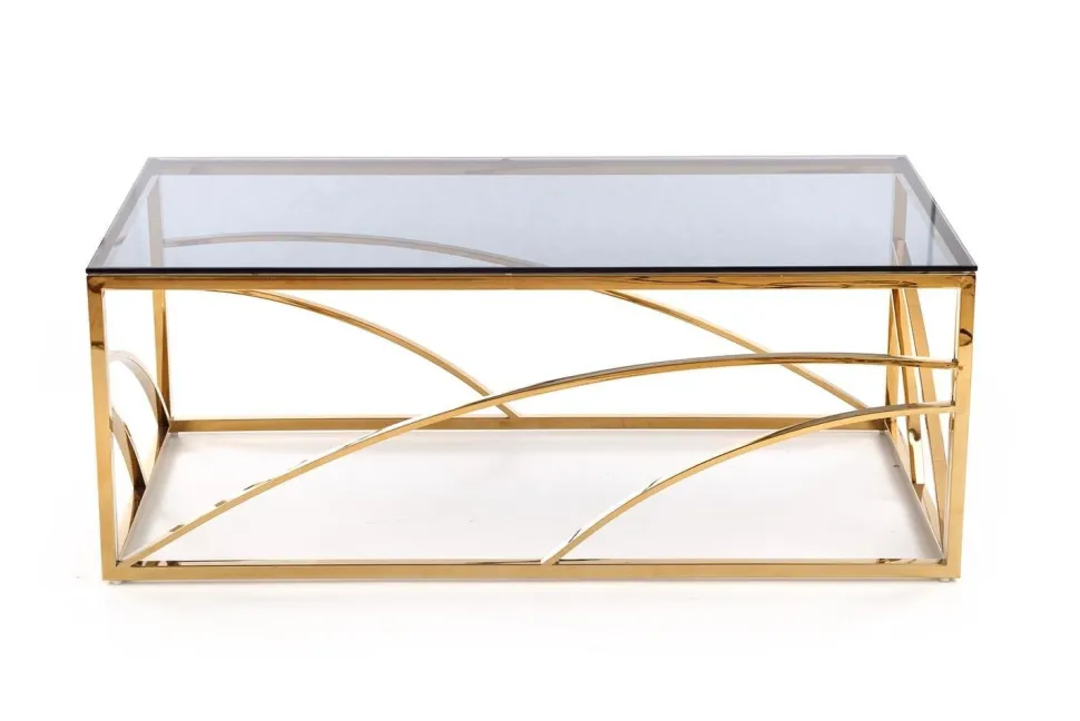 Stolik kawowy Taman złoty, szkło -
