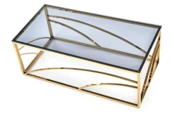 Stolik kawowy Taman złoty, szkło -