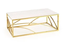 Stolik kawowy Taman złoty, biały marmur