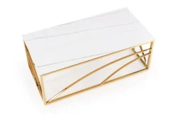 Stolik kawowy Taman złoty, biały marmur