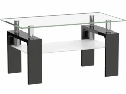 Stolik kawowy Ziba czarny/blat transparent