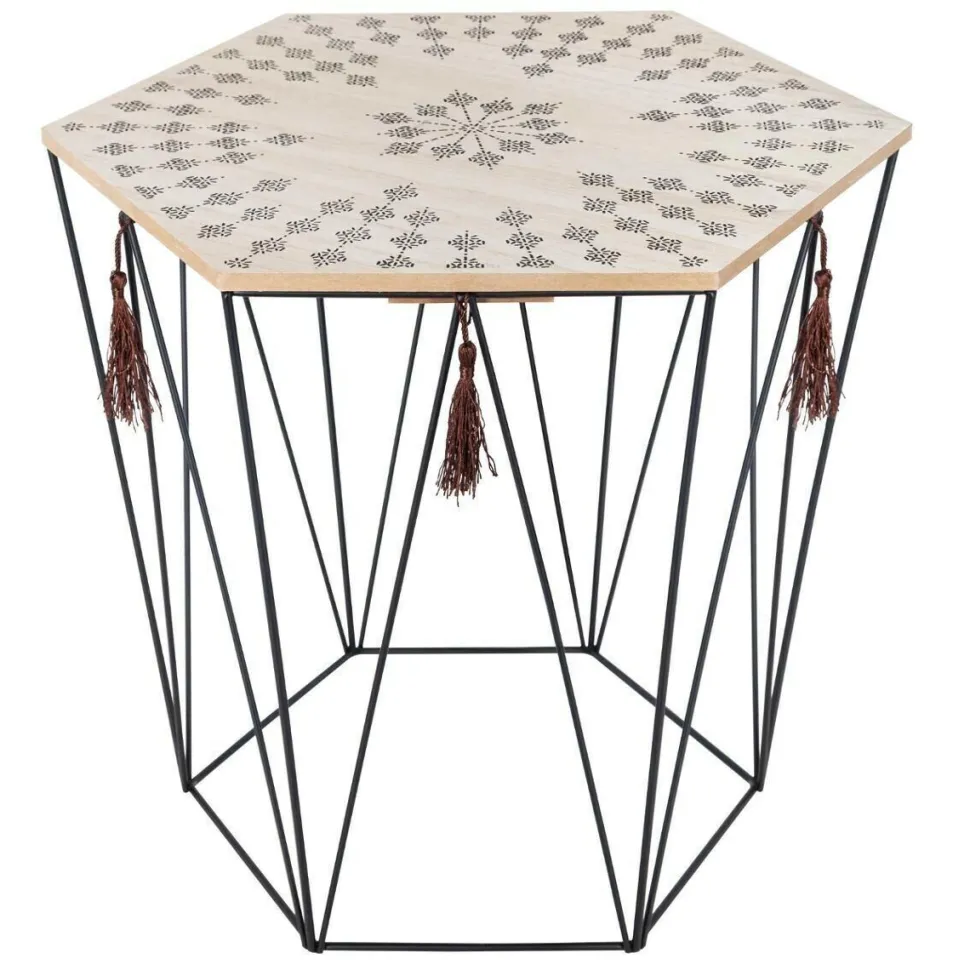 Stolik Kumi etniczy kremowy/czarny