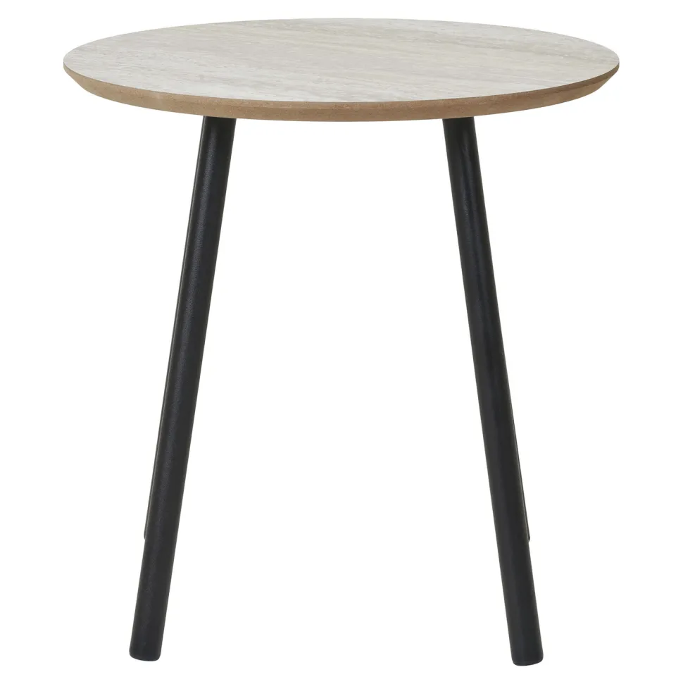 Stolik pomocniczy Aalst 40cm trawertyn/ czarny