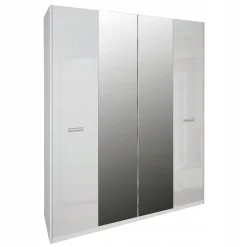 Szafa 4 drzwiowa Bella z lustrami biała połysk