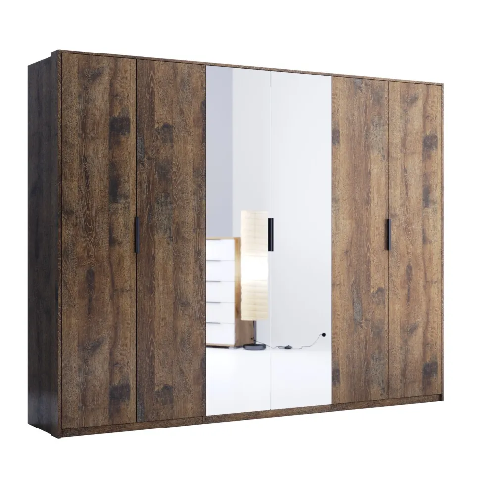 Szafa Anciano 6 drzwi z lustrem brązowa