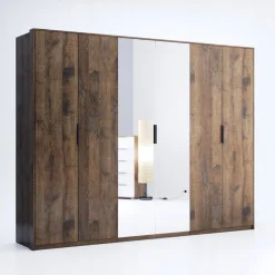 Szafa Anciano 6 drzwi z lustrem brązowa