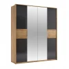 Szafa Matle 4 drzwi z lustrem dąb/szary