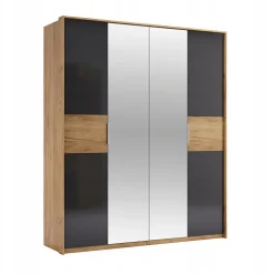 Szafa Matle 4 drzwi z lustrem dąb/szary
