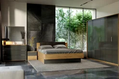 Szafa Matle 4 drzwi z lustrem dąb/szary