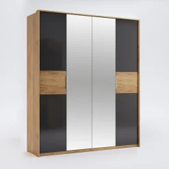 Szafa Matle 4 drzwi z lustrem dąb/szary