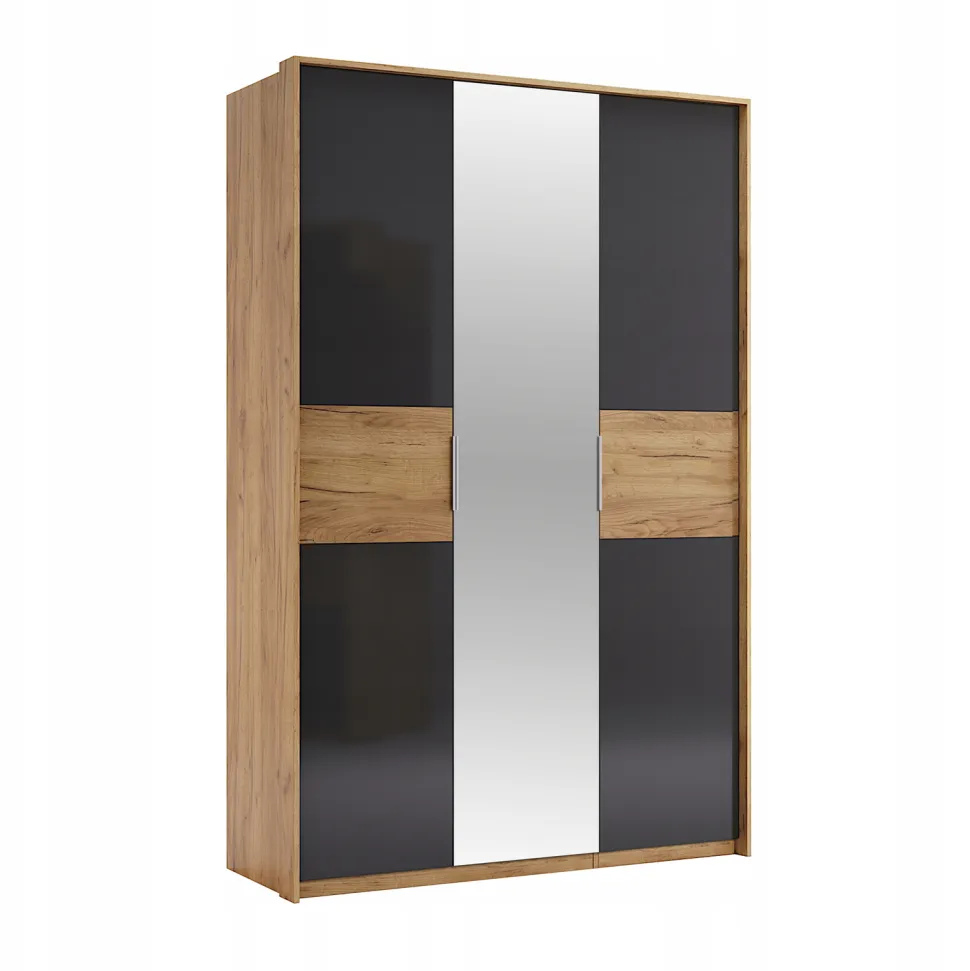 Szafa Matle 3 drzwi z lustrem dąb/szary
