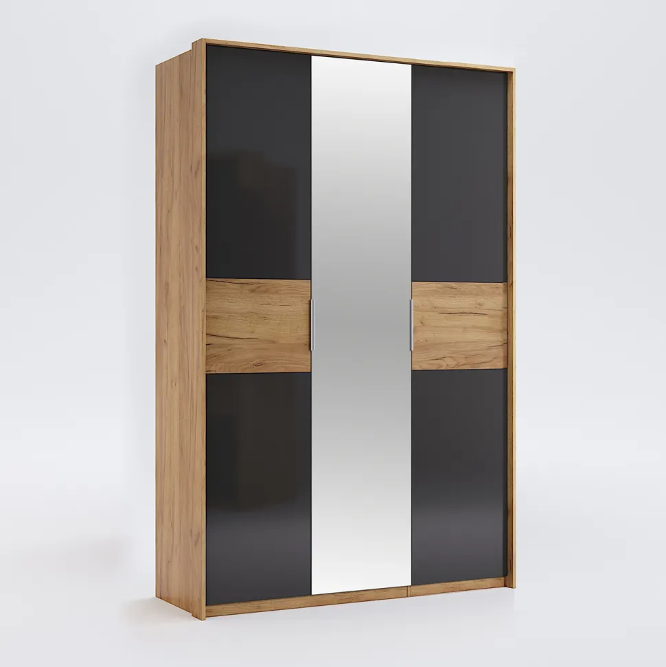 Szafa Matle 3 drzwi z lustrem dąb/szary