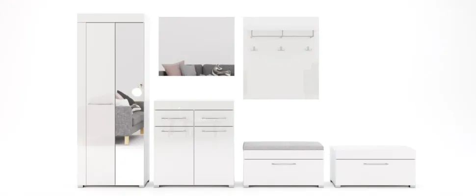 Szafka Amanda do przedpokoju biała połysk